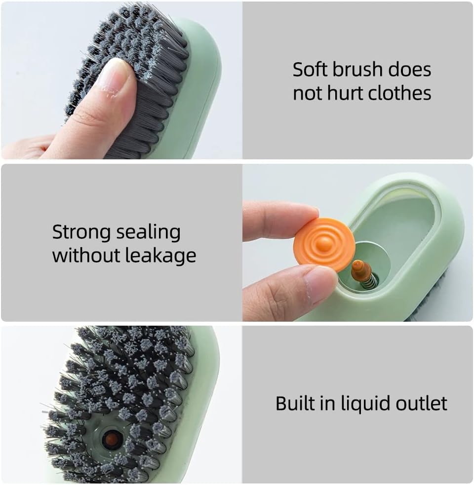 Multi-purpose Shoe Brush Soft Bristle Automatic Liquid Long Handle Cleaning Brush Clothes Board Brush Household Cleaning Tools(random color)