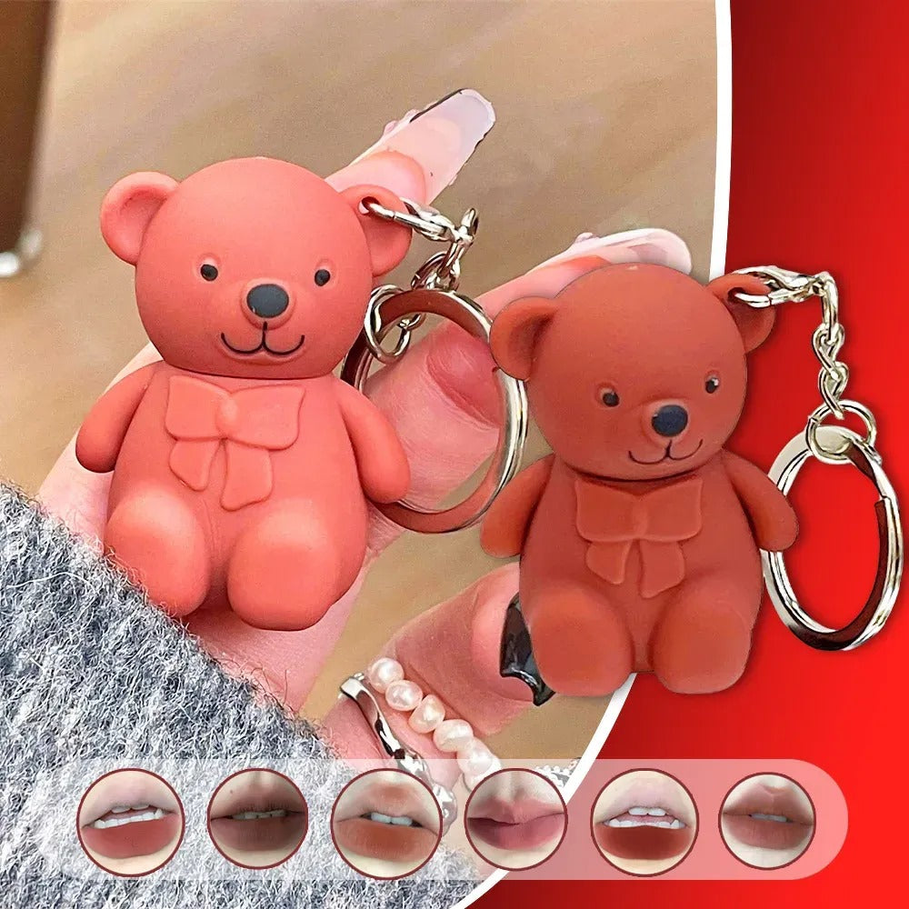Teddy Bear Keychain Style Lip Gloss – Cute & Portable, Multicolor Shades (Pack of 2 / Pack of 3 / Pack of 6) - Pack of 2