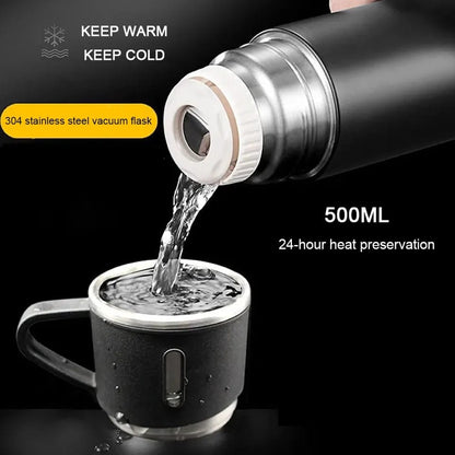 STAINLESS STEEL VACUUM FLASK SET, 500ML WITH 2CUPS(random color)