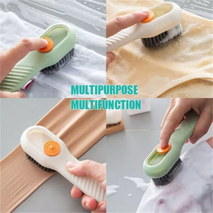 Multi-purpose Shoe Brush Soft Bristle Automatic Liquid Long Handle Cleaning Brush Clothes Board Brush Household Cleaning Tools(random color)
