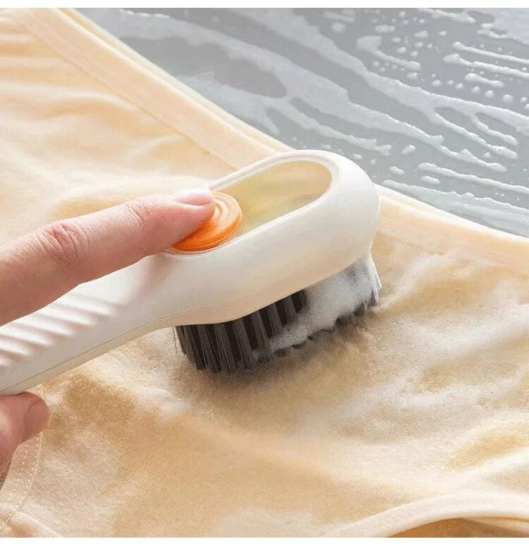 Multi-purpose Shoe Brush Soft Bristle Automatic Liquid Long Handle Cleaning Brush Clothes Board Brush Household Cleaning Tools(random color)