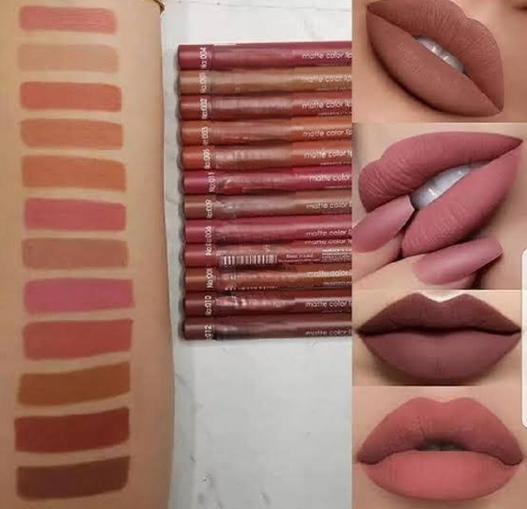 Flormar Waterproof Lip Pencil Set of 12 – Long Lasting, High Quality Lip Liners in Assorted Shades Brown, Pink, Light Brown, Bronze Skin, Arabian Bronze, Metallic Bronze, Peanut Brown, Chocolate Brown, Coffee, Light, Medium, Orange