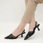 Elegant Black Hand-Embroidered Kitten Heels for Women