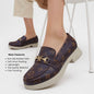 Women’s Brown Loafers with Gold Metallic Buckle