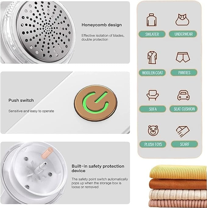Anti-Pilling Razor & Hair Ball Trimmer – Rechargeable Plush Sweater & Coat Fabric Shaver